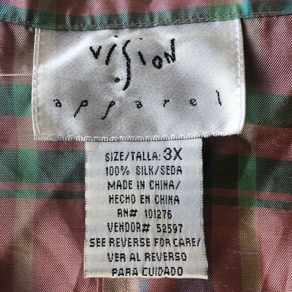 Vision Apparel Plaid Shimmer 3X Blouse - Picture 5 of 9